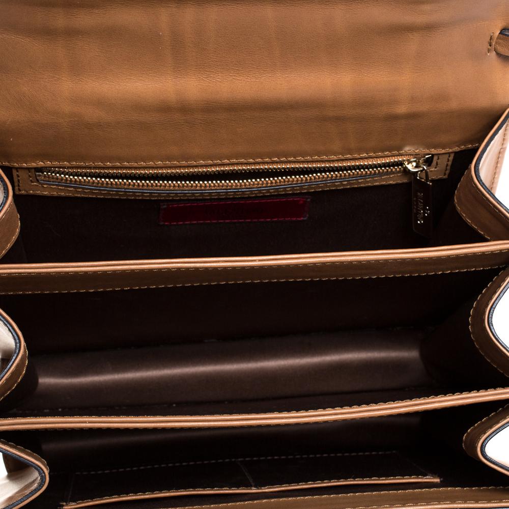 Valentino Tan Leather Flap Top Handle Bag 2