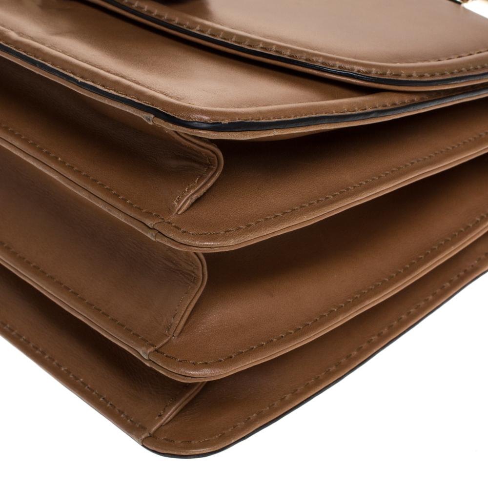Valentino Tan Leather Flap Top Handle Bag 3
