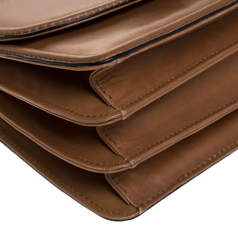 Valentino Tan Leather Flap Top Handle Bag 4
