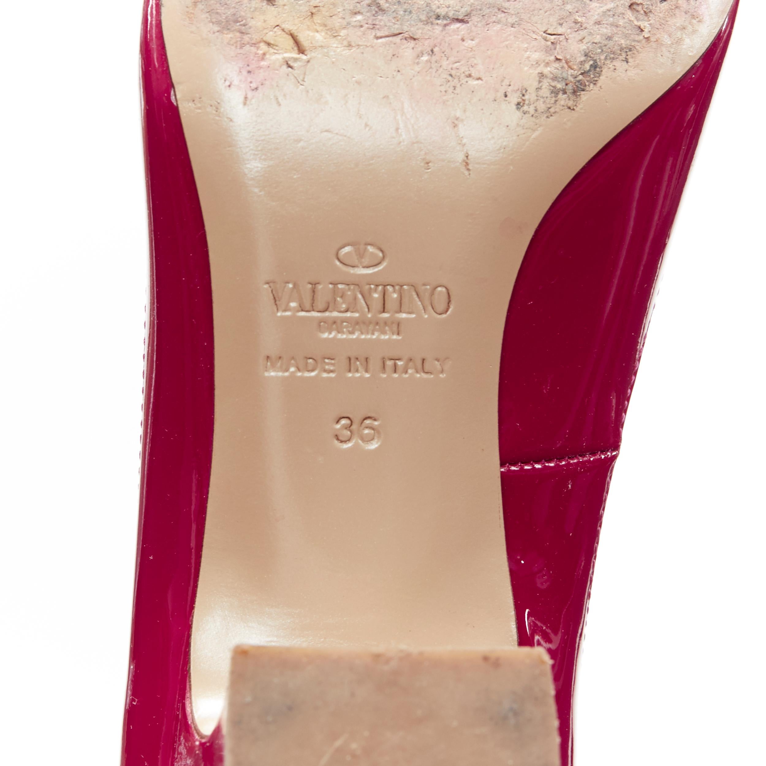 VALENTINO Tango fuschia pink patent ankle strap maryjane block heel pump EU36 4
