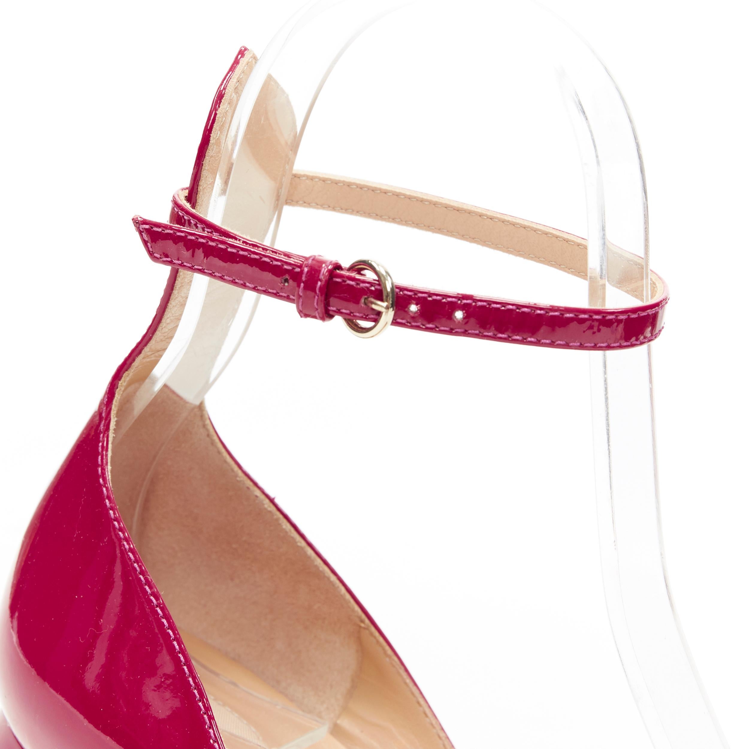 VALENTINO Tango fuschia pink patent ankle strap maryjane block heel pump EU36 1