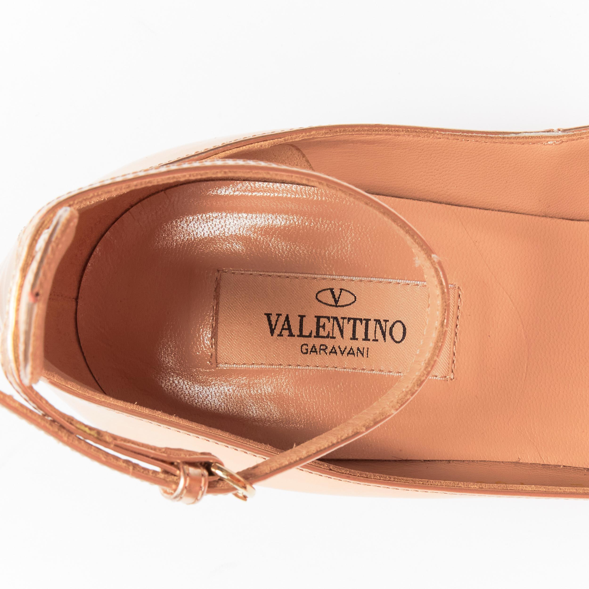 VALENTINO Tango metallic bronze leather ankle strap block heel pumps EU37.5 8