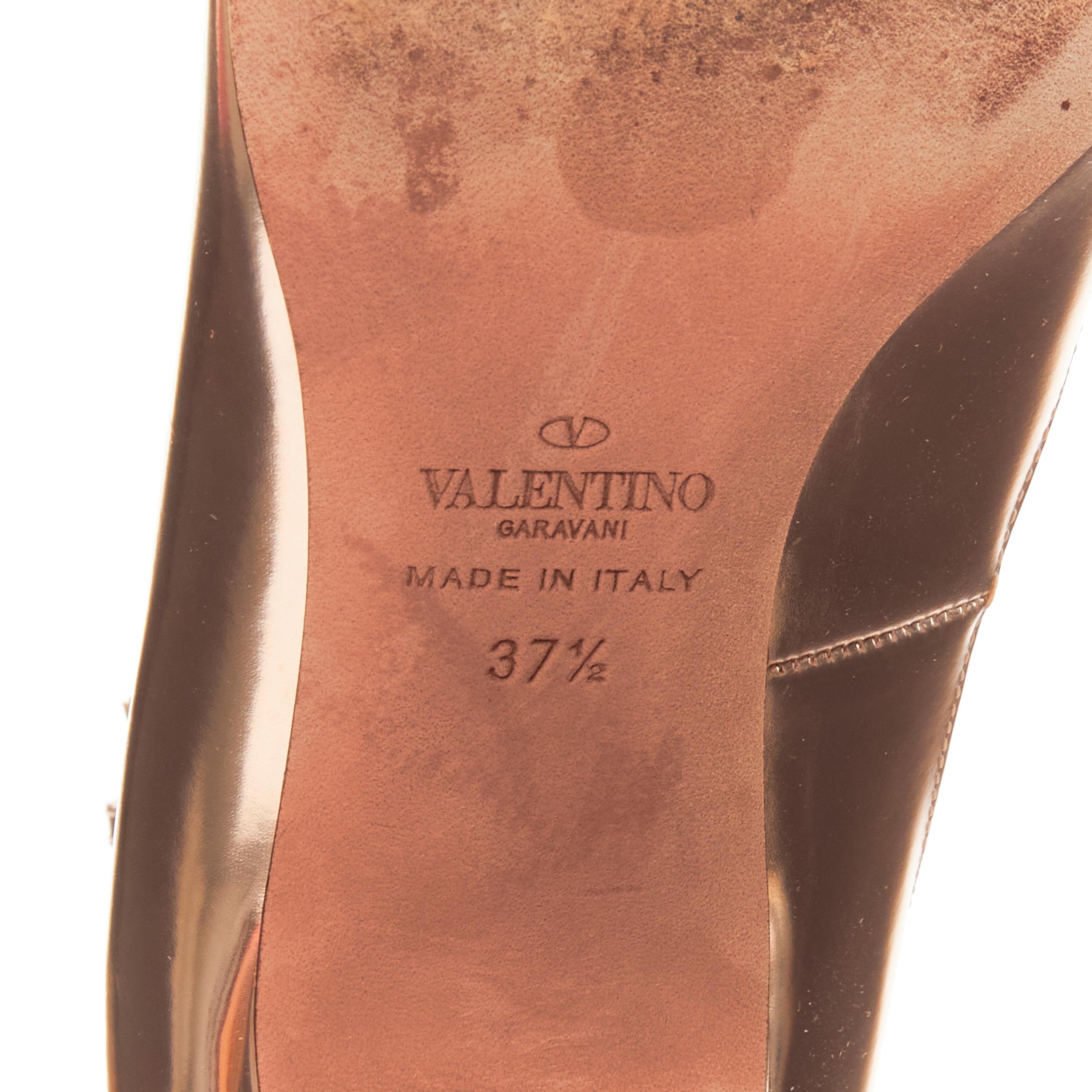 VALENTINO Tango metallic bronze leather ankle strap block heel pumps EU37.5 6