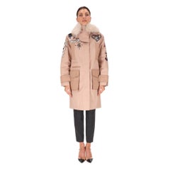 Valentino Tattoo Bead-Embroidered Fur Trimmed Parka Coat