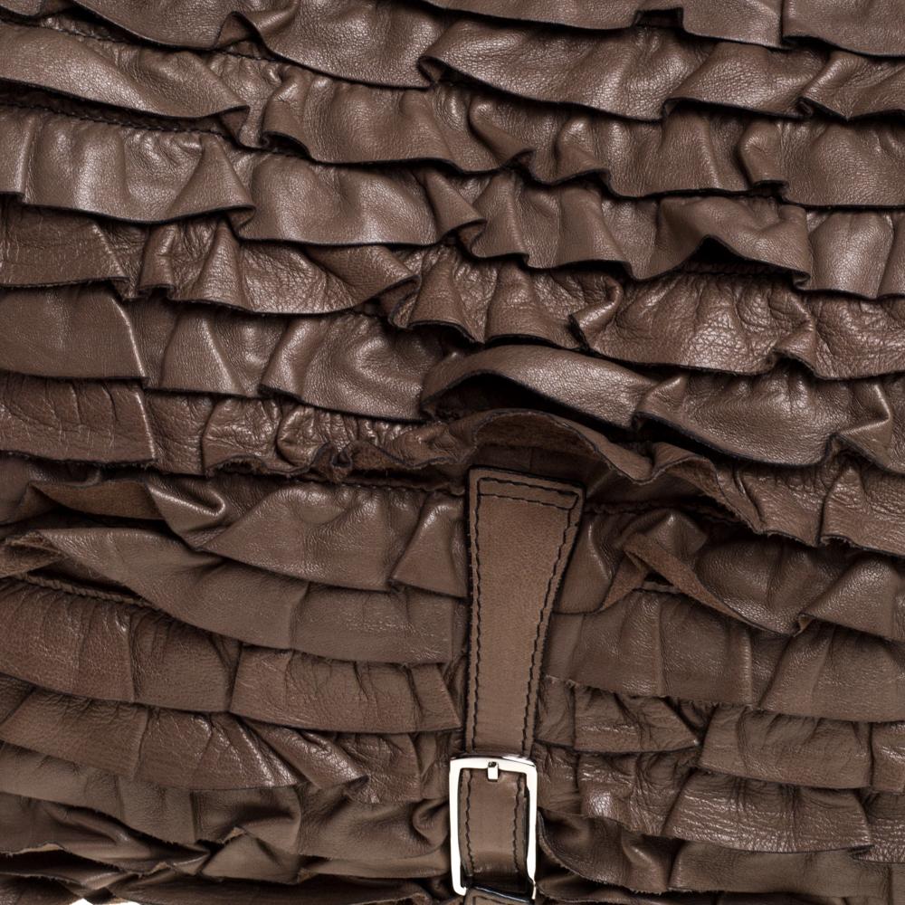Valentino Taupe Borsa Allure con cornice increspata in pelle 1