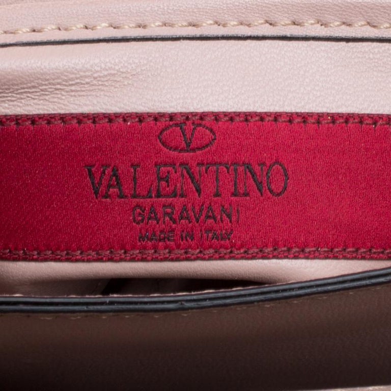 Valentino Taupe Leather Rockstud Va Va Voom Clutch Bag For Sale at 1stDibs