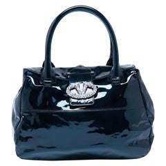 Valentino Teal Blue Patent Leather Flap Satchel