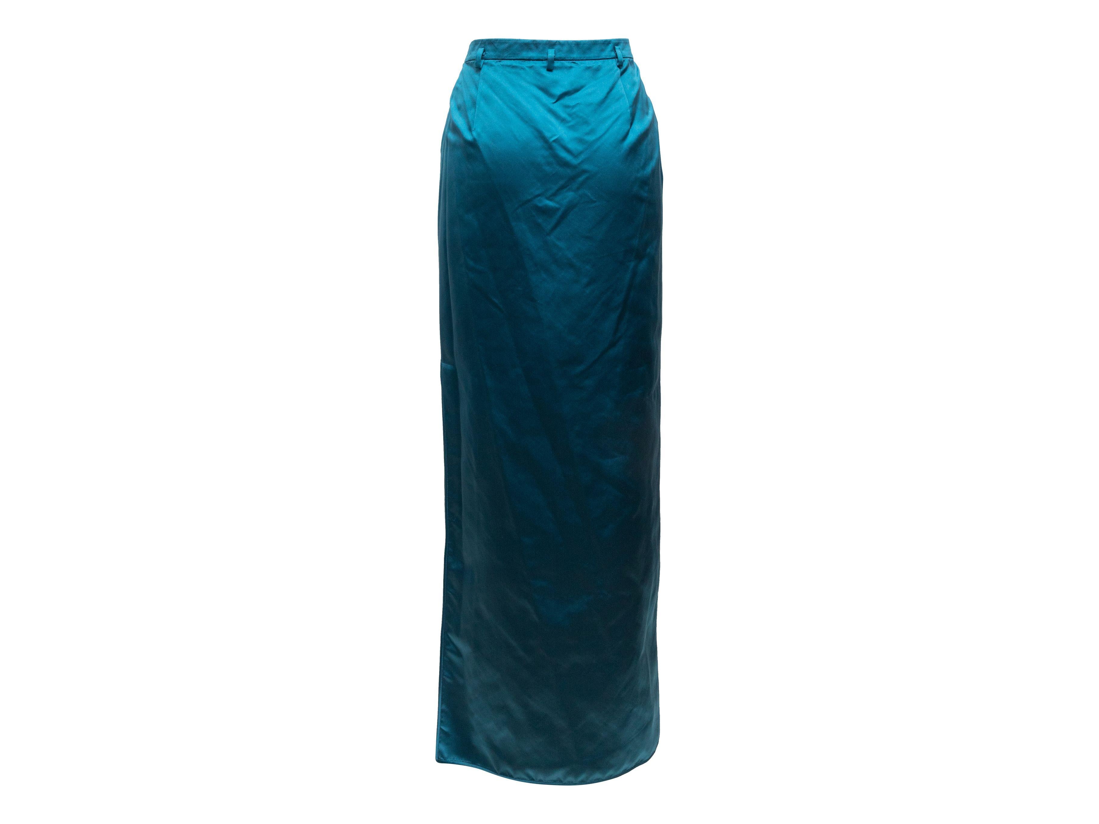 Valentino Teal Silk Maxi Skirt In Good Condition In New York, NY