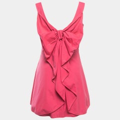 Valentino Techno Couture Pink Cotton Bow Detailed Sleeveless Mini Dress M