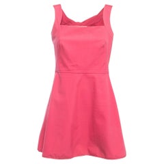 Valentino Techno Couture Pink Cotton Bow Detailed Sleeveless Mini Dress M