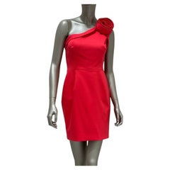 Valentino Techno Couture Red Wool One-Shoulder Cocktail Dress IT 42