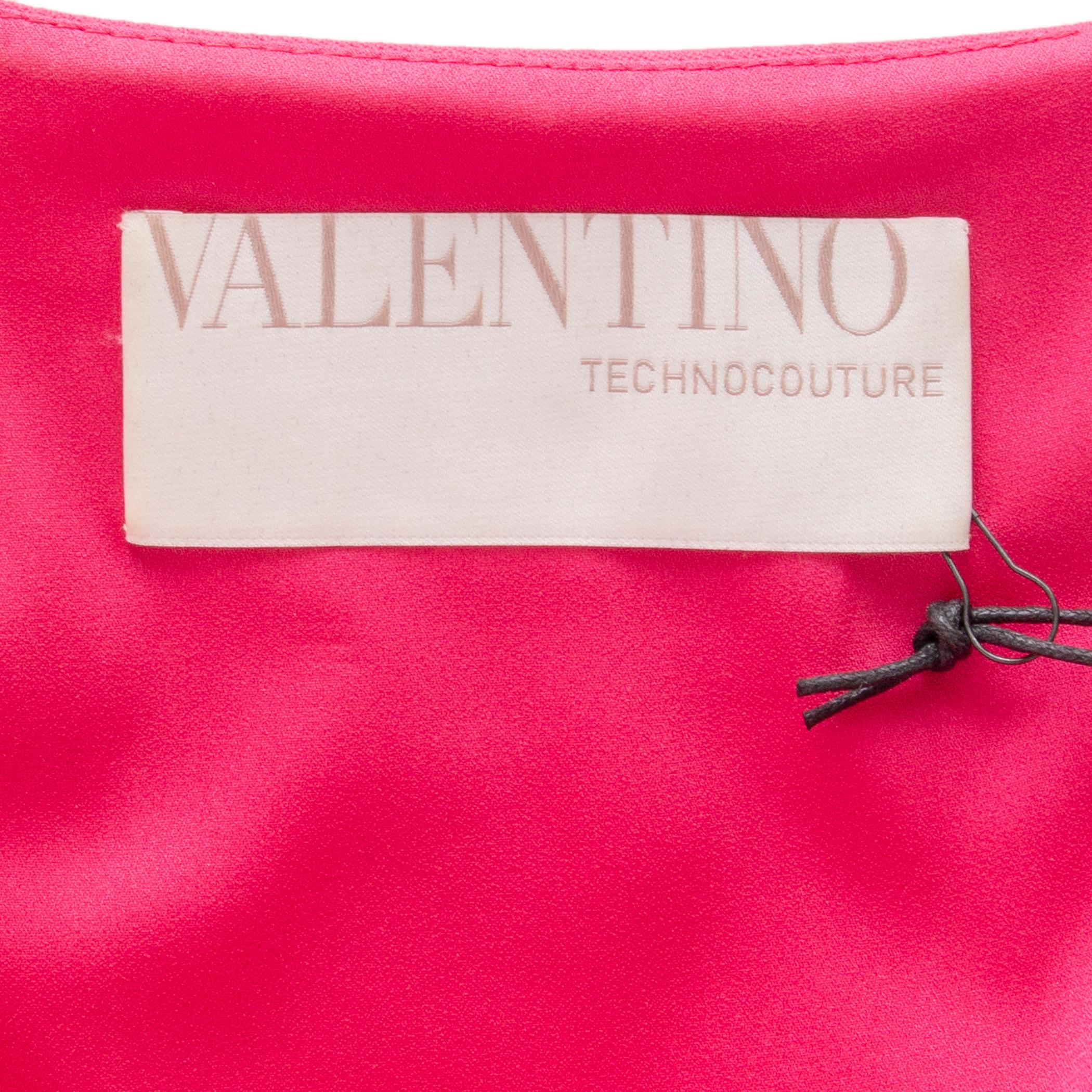 VALENTINO TECHNOCOUTURE fuchsia wool LACE PANEL Short Sleeve Dress 42 2