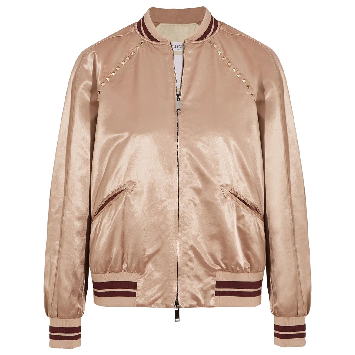 Rockstud Untitled 14 satin bomber jacket Valentino Satin Bomber Jacket