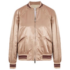 Valentino The Rockstud Embellished Satin Bomber Jacket