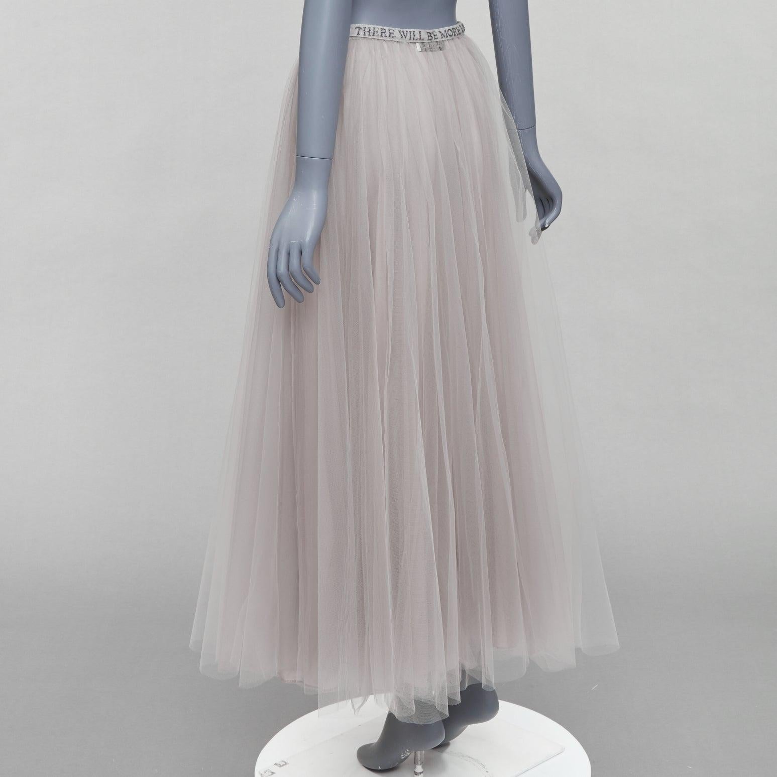VALENTINO There Will Be More Love beaded waist grey tulle skirt IT38 XS For Sale 2