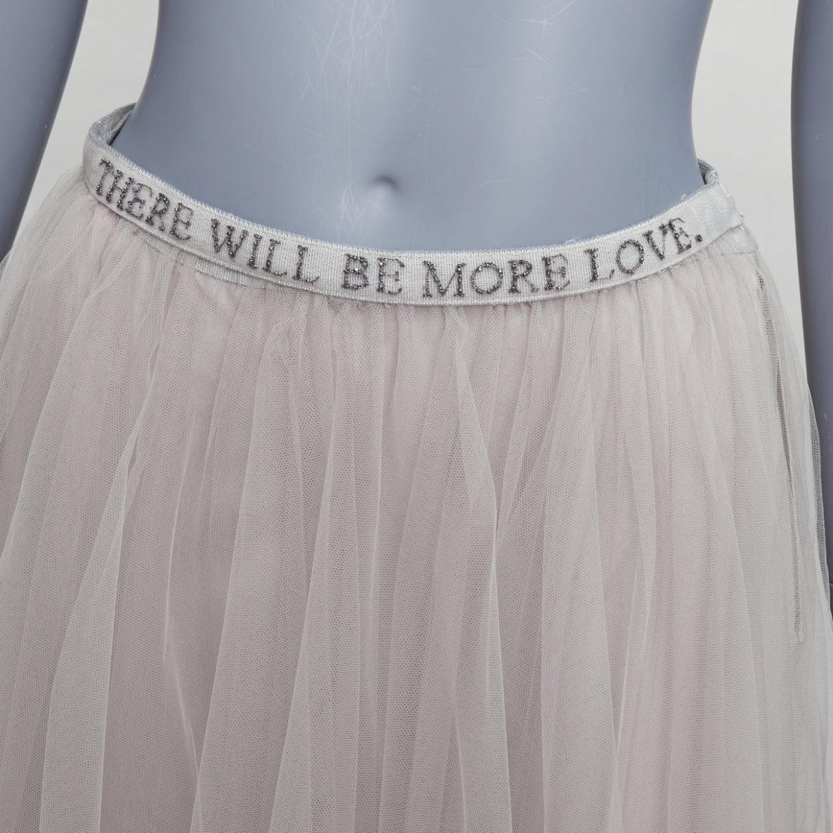 VALENTINO There Will Be More Love beaded waist grey tulle skirt IT38 XS For Sale 3
