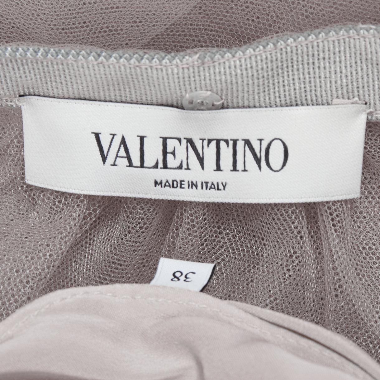 VALENTINO There Will Be More Love beaded waist grey tulle skirt IT38 XS For Sale 4