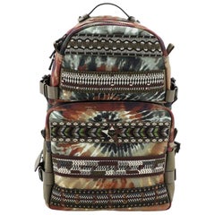 Valentino Tie Dye Double Pocket Backpack Beaded Printed Canvas Large