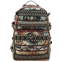 Valentino Tie Dye Double Pocket Rucksack Perlen gedruckt Leinwand groß