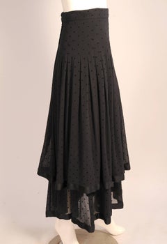Valentino Tiered Black Silk Skirt with Velvet Polka Dots