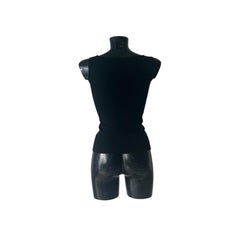 Valentino Black Knit Top with Plumetis Tulle and Ruffles, Made in Italy, 2000s