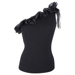 Valentino Top One Shoulder Ruffle and Bow Trim M