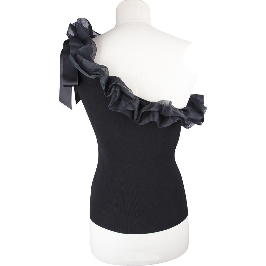 Valentino Top One Shoulder Ruffle and Bow Trim M  For Sale 5