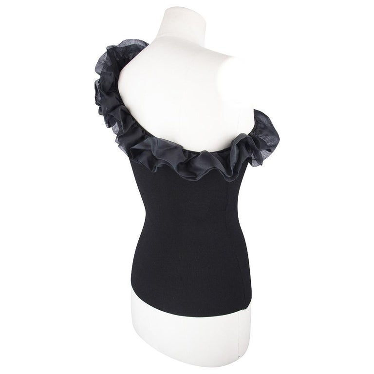 Valentino Top One Shoulder Ruffle and Bow Trim M New w/ Tag For Sale at ...