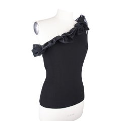 Valentino Top One Shoulder Ruffle and Bow Trim M