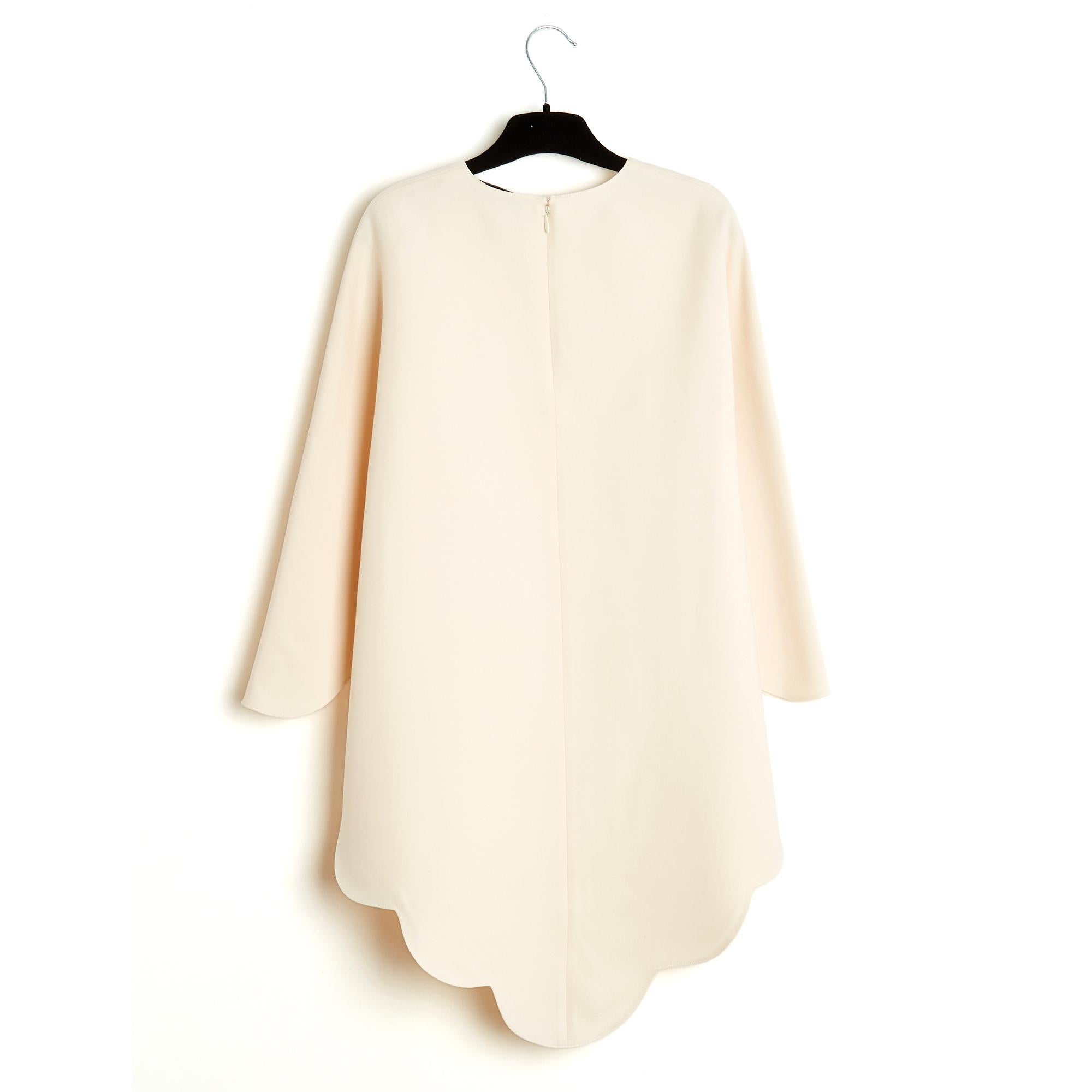 Valentino Top Tunique FR36 Crudo Lana y seda Top Capa UK8 US6 en venta 3