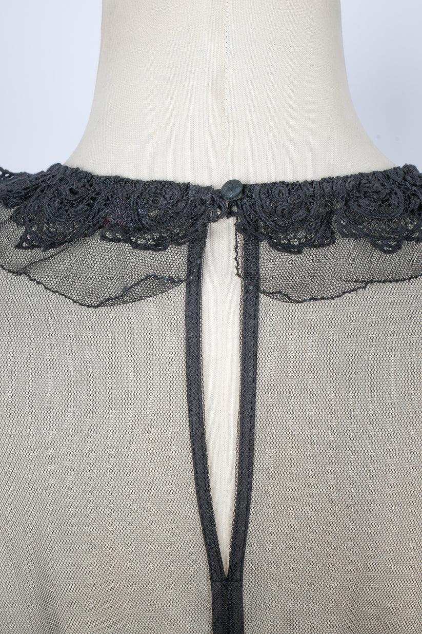 Valentino Transparent Black Lace Dress For Sale 3