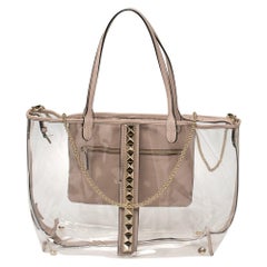 Valentino Transparent/Pink PVC and Leather Rockstud Naked Tote