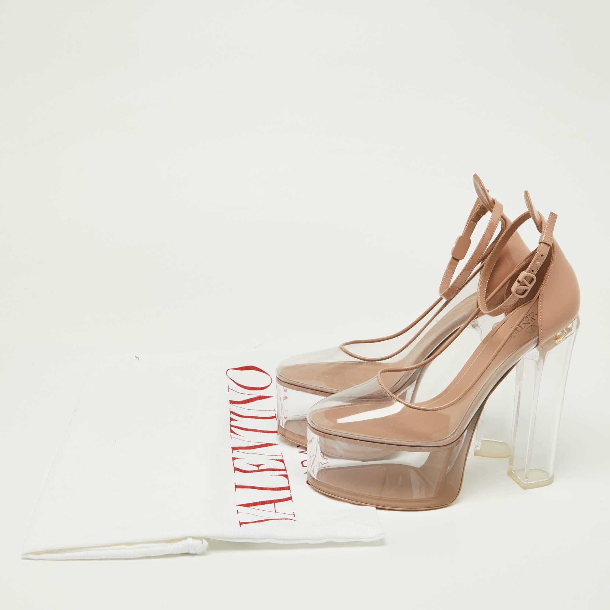 Valentino Transparent/Pink Pvc and Patent Leather Ankle Strap Pumps Size 38 4