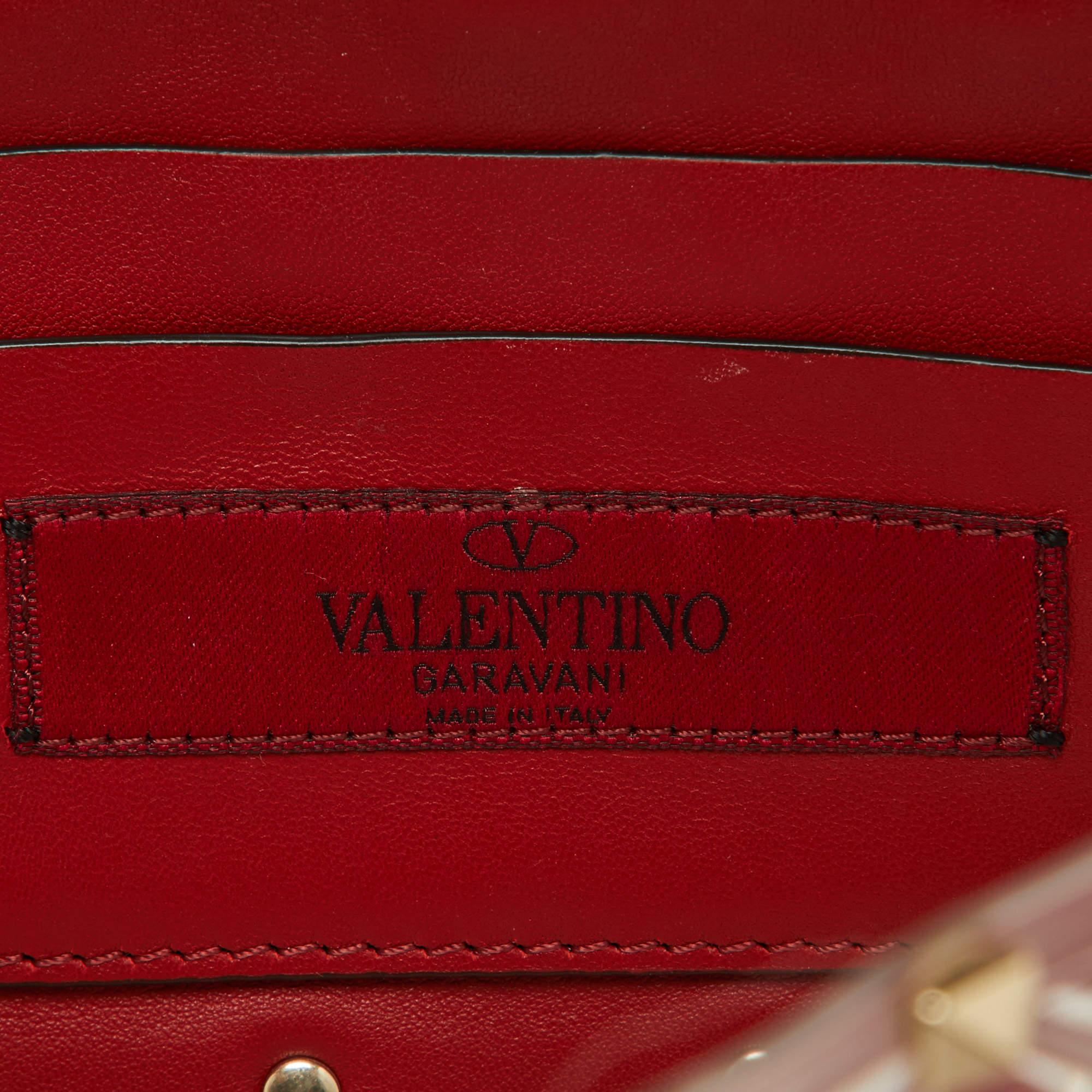 Women's Valentino Transparent /Red PVC Medium Rockstud Spike Top Handle Bag