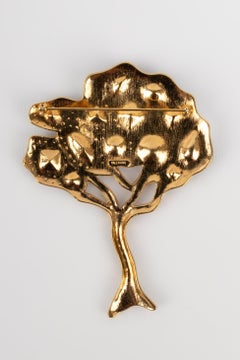 Valentino "Tree" Brooch in Gold-Plated Metal with Rhinestones