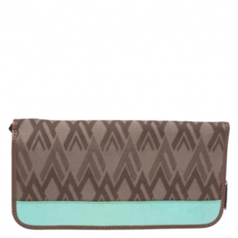 Gray Valentino Tri Color Canvas and Leather Continental Wallet For Sale