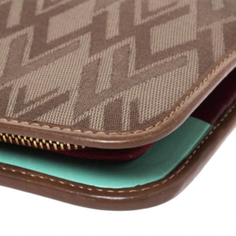 Women's Valentino Tri Color Canvas and Leather Continental Wallet For Sale
