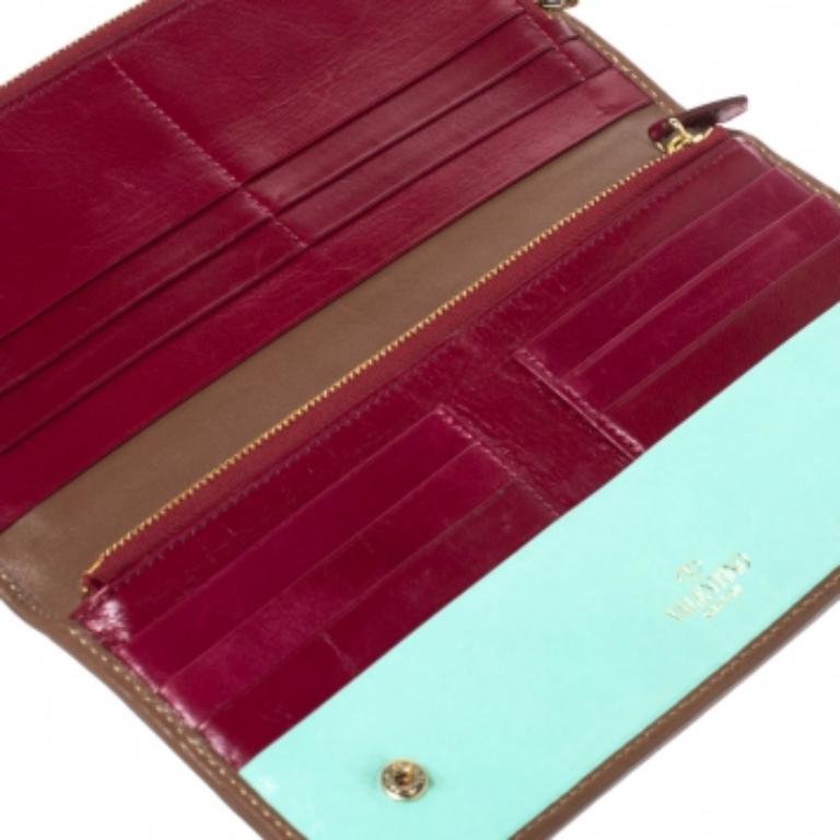 Valentino Tri Color Canvas and Leather Continental Wallet For Sale 3