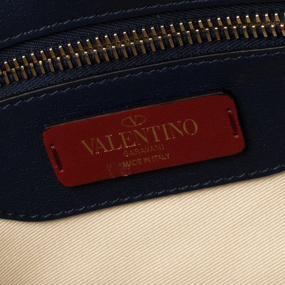 Valentino Tri Color Chevron Leather and Canvas Small Rockstud Motif Shopper Tote 3