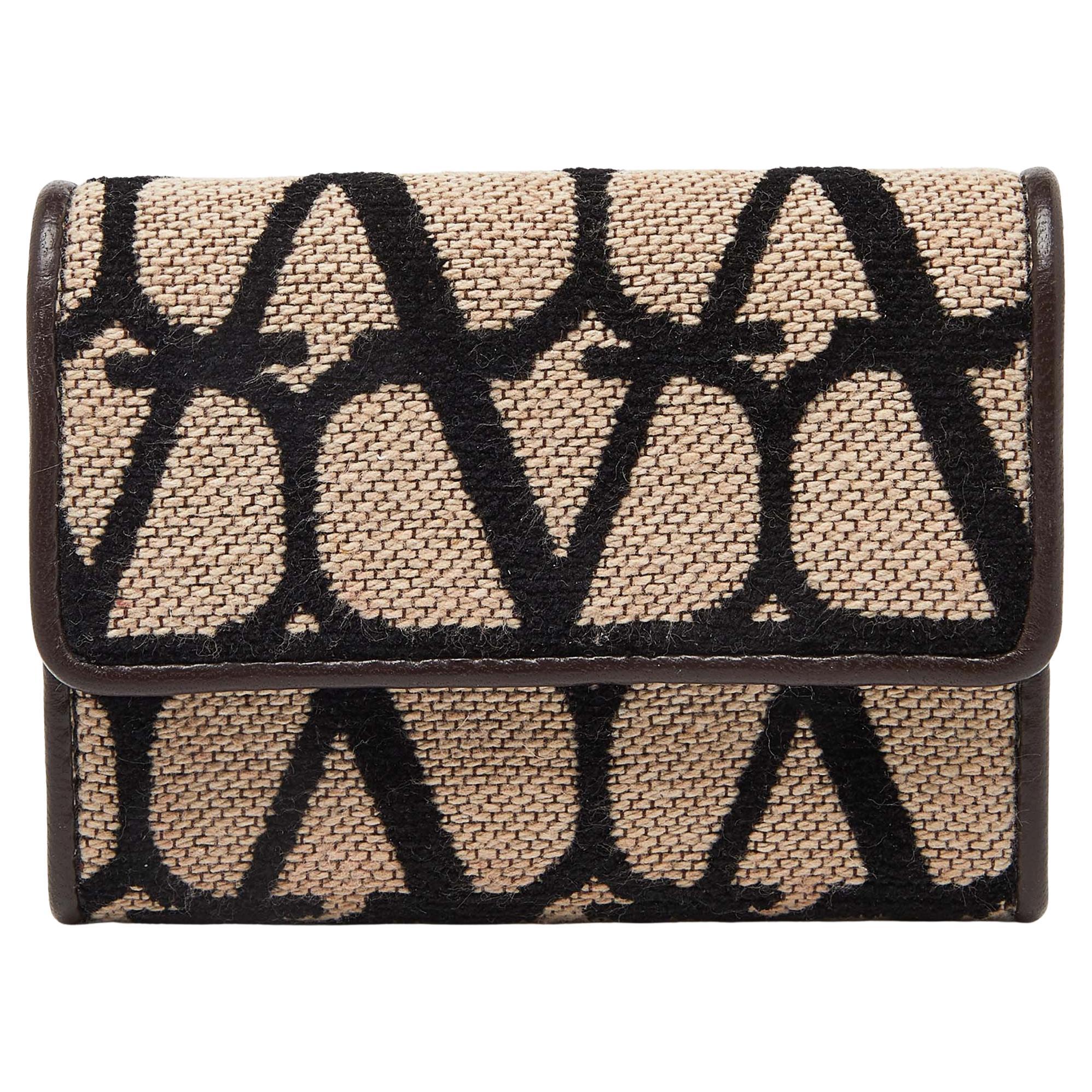 Valentino Tri Color Fabric and Leather Vlogo Compact Wallet