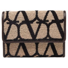 Valentino Tri Color Fabric and Leather Vlogo Compact Wallet