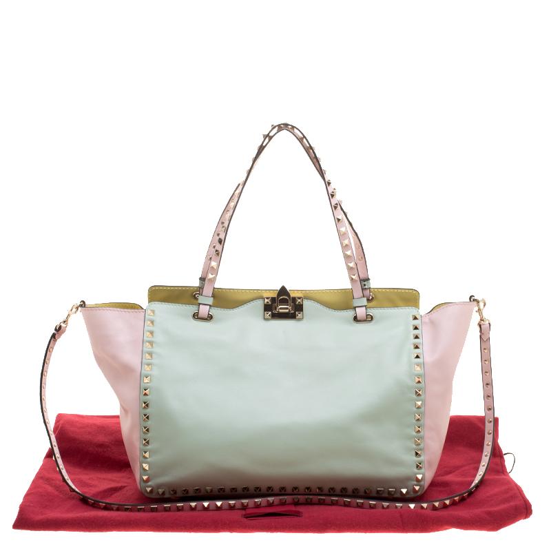 Valentino Tri Color Leather Medium Rockstud Tote 6