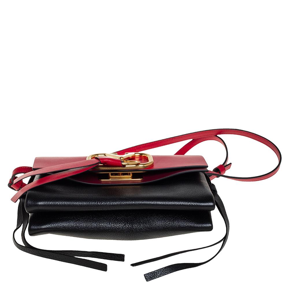 Red Valentino Tri Color Leather V-Ring Flap Crossbody Bag