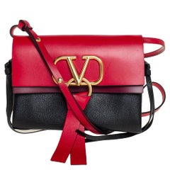 Valentino Tri Color Leather V-Ring Flap Crossbody Bag