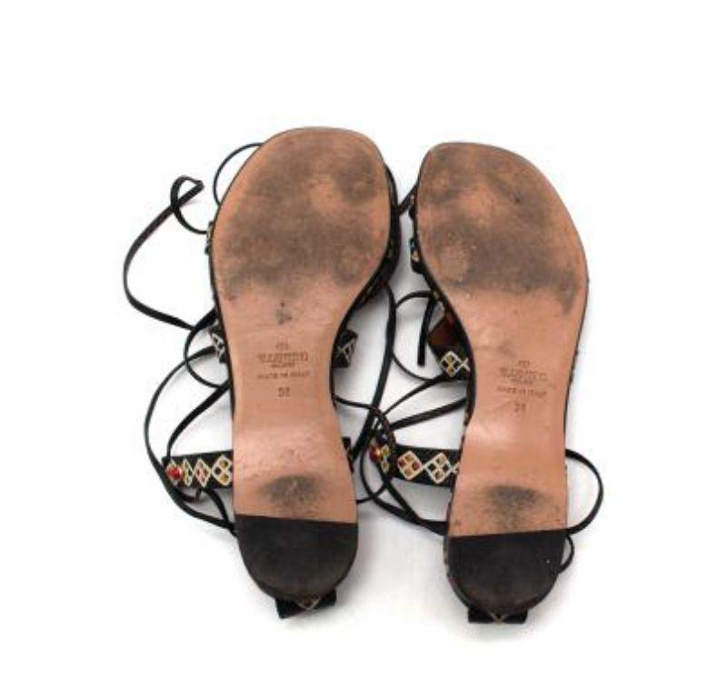 Valentino Tribal Rockstud Lace-up Flat Sandals 6
