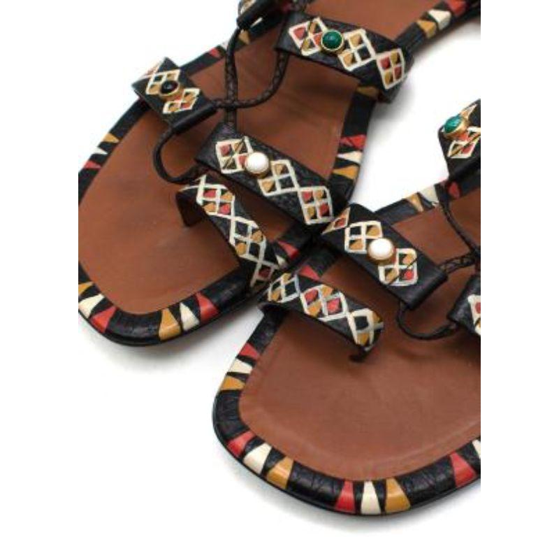 Valentino Tribal Rockstud Lace-up Flat Sandals 2