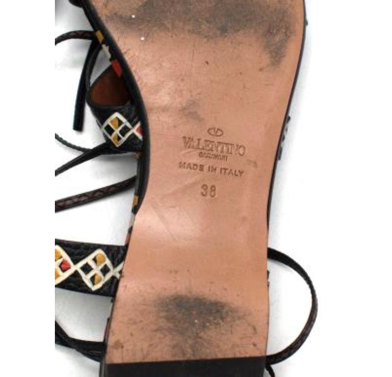 Valentino Tribal Rockstud Lace-up Flat Sandals 5