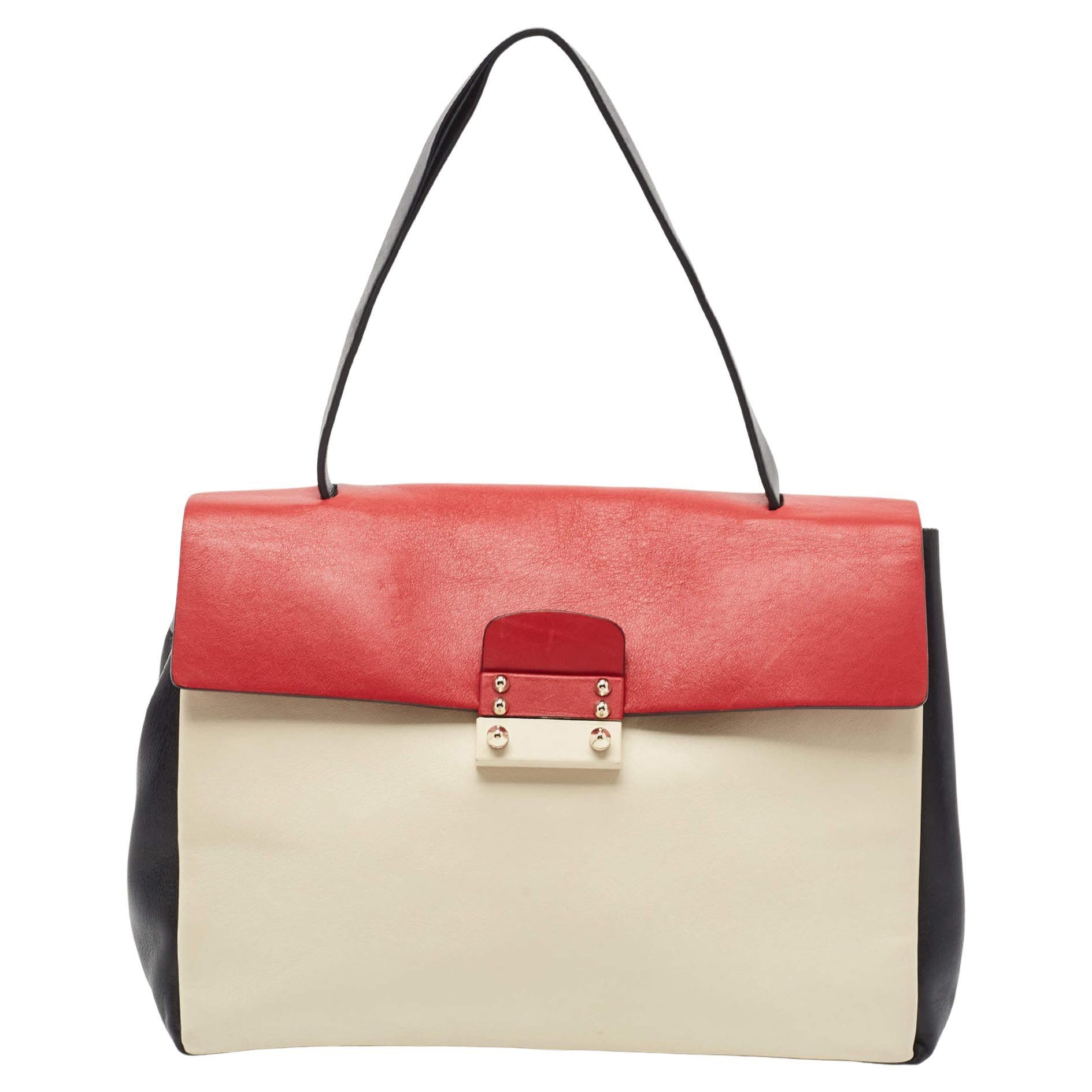 Valentino Tricolor Leather Medium Mime Top Handle Bag For Sale