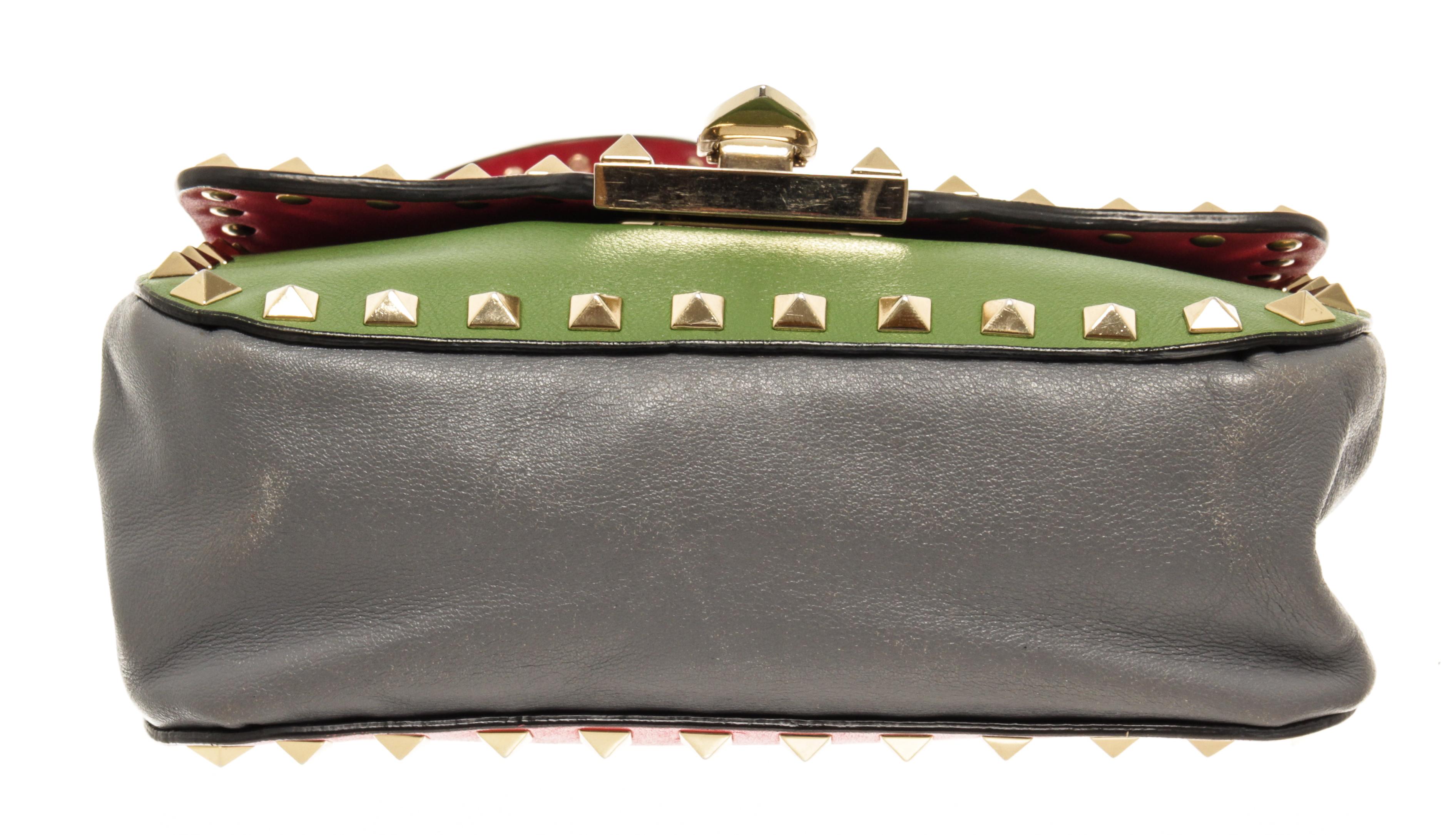 Women's Valentino Tricolor Leather Rockstud Flip Lock Flap Mini Bag For Sale