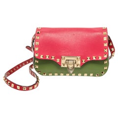 Valentino Tricolor Leather Rockstud Flip Lock Flap Mini Bag